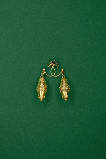 Antique Etruscan Revival Gold Earrings