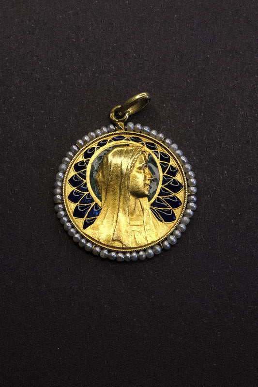 French 19th-Century Plique-à-Jour Pendant by P.L. Dasset