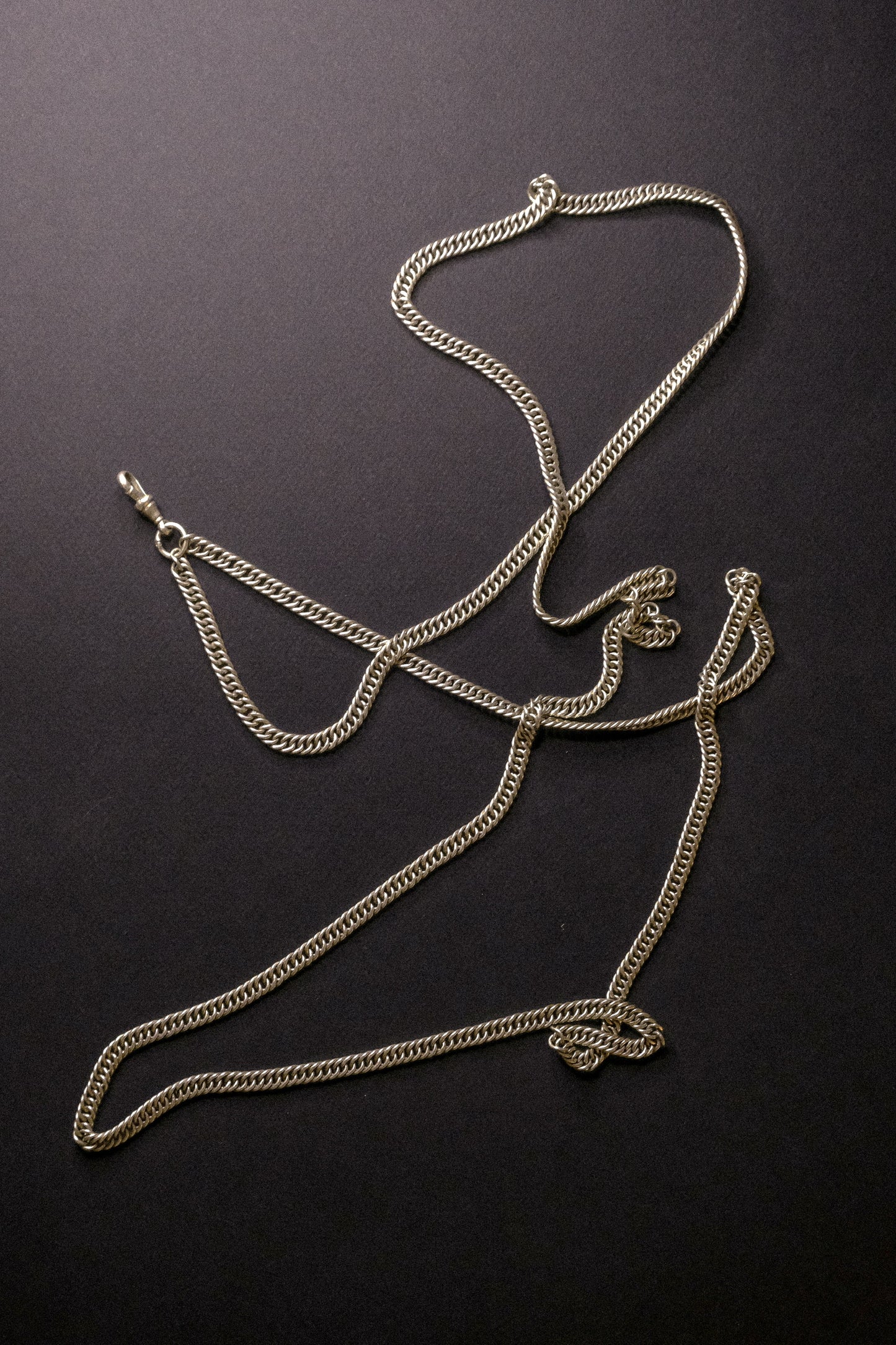 Antique Silver Long Guard Chain Necklace