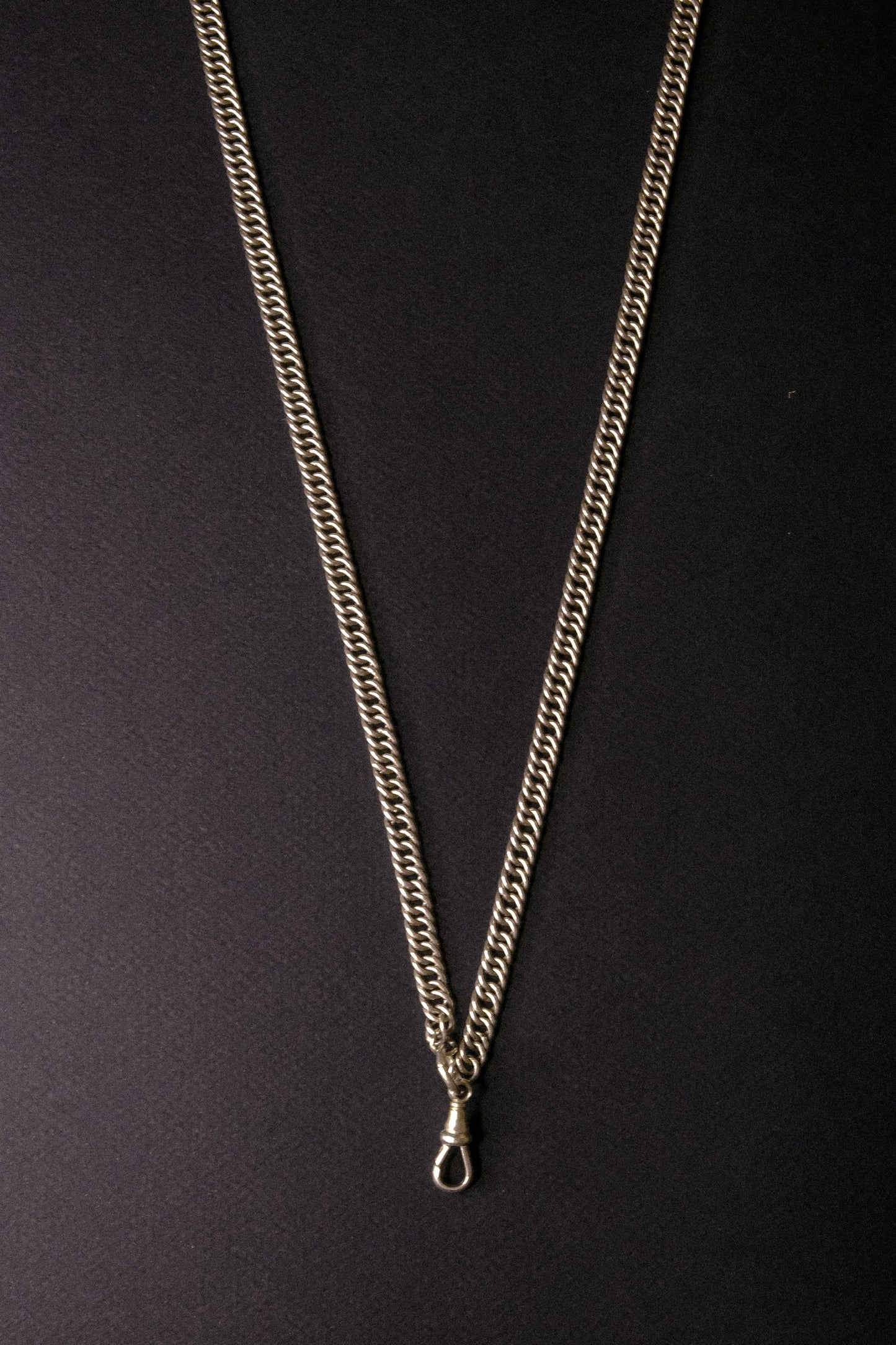Antique Silver Long Guard Chain Necklace