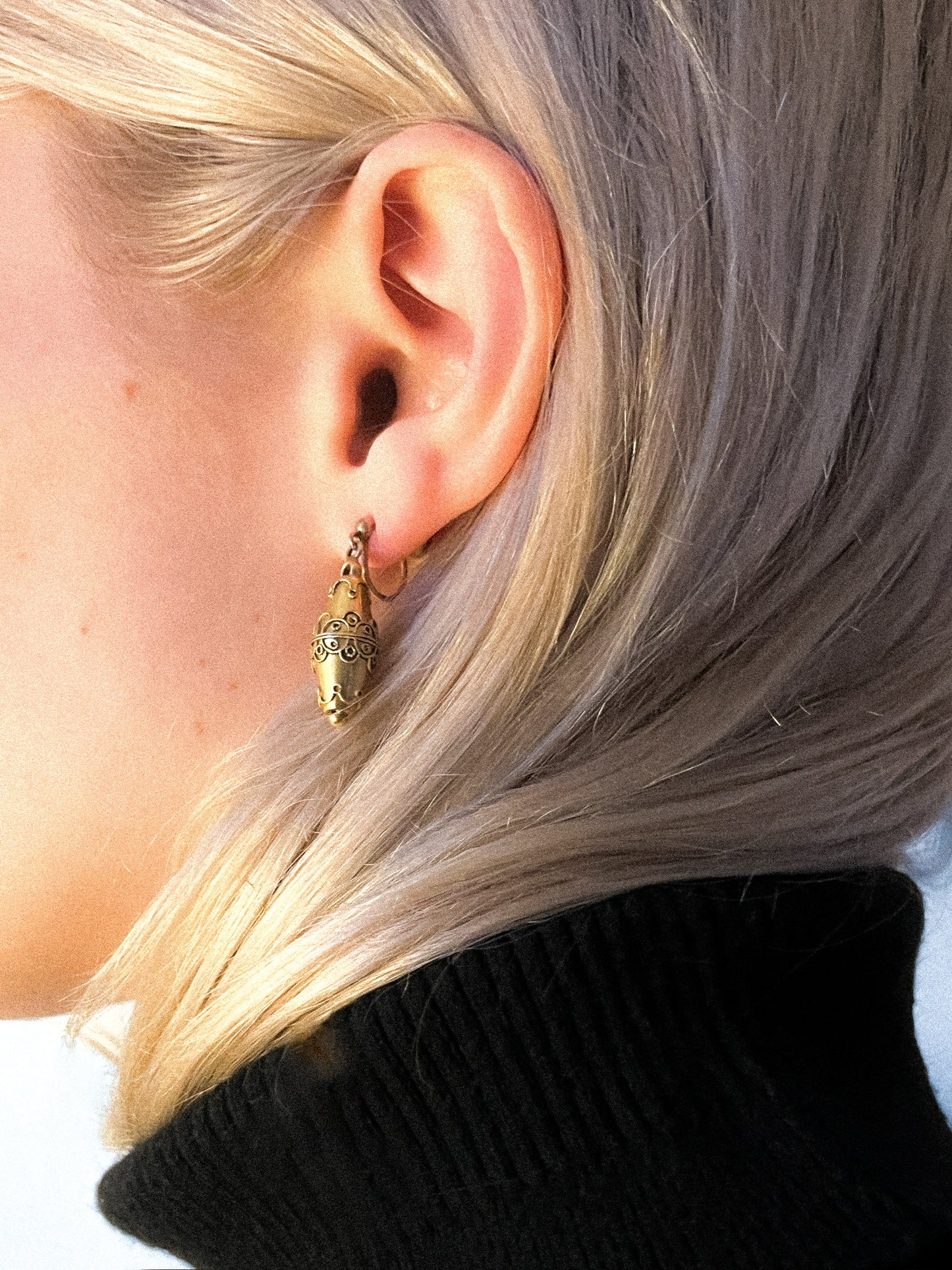Antique Etruscan Revival Gold Earrings
