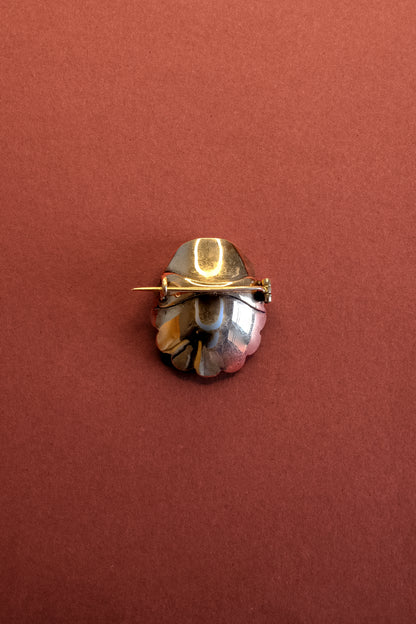 Victorian Turquoise & Pearl Clam Brooch