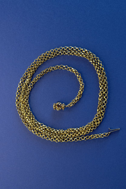 Georgian 15ct Gold Corded-Link Chain with Garnet Barrel Clasp