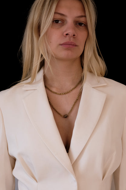 Georgian 15ct Gold Corded-Link Chain with Garnet Barrel Clasp