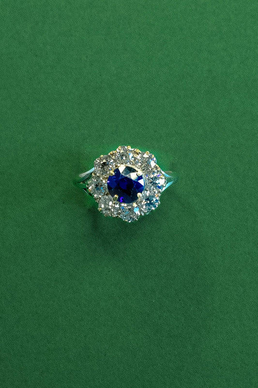 Sapphire & Diamond Cluster Ring